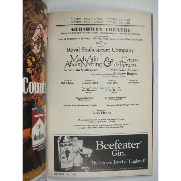Royal Shakespeare Playbill Opening 1984 Cyrano Much Ado Nothing Cast Signed - Picture 2 of 11